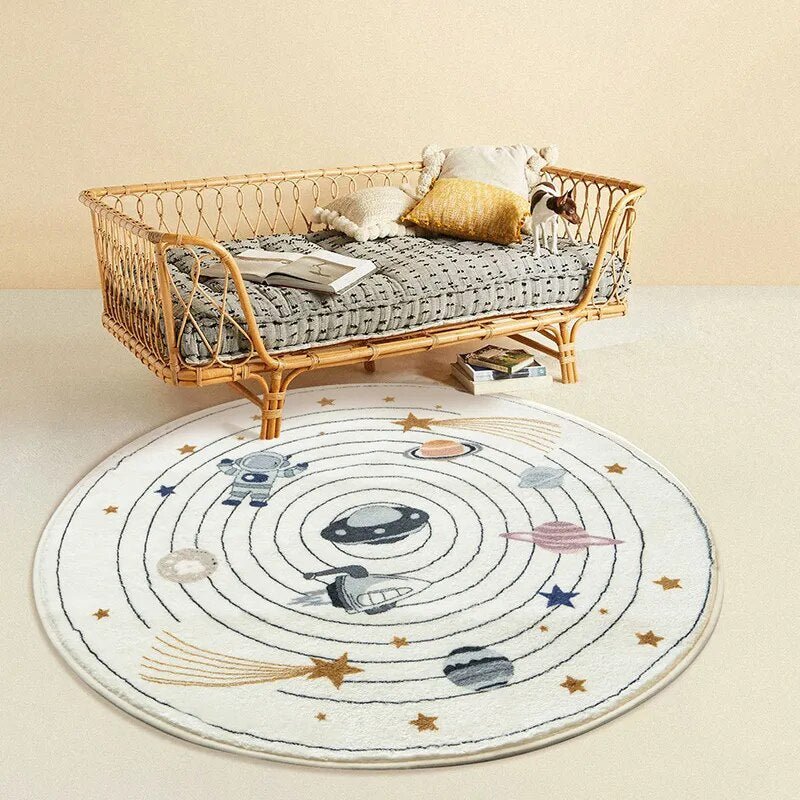 Rond Vloerkleed voor Kinderen – Zacht en Duurzaam Speelmat voor Slaapkamer, Machinewasbaar, 60-120 cm Vloerkleden SEREIN Planeten Doorsnede 60 cm (23,6 inch)