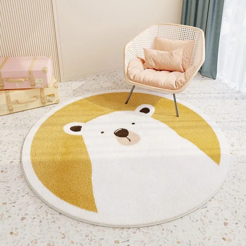 Rond Vloerkleed voor Kinderen – Zacht en Duurzaam Speelmat voor Slaapkamer, Machinewasbaar, 60-120 cm Vloerkleden SEREIN Ijsbeer Doorsnede 60 cm (23,6 inch)