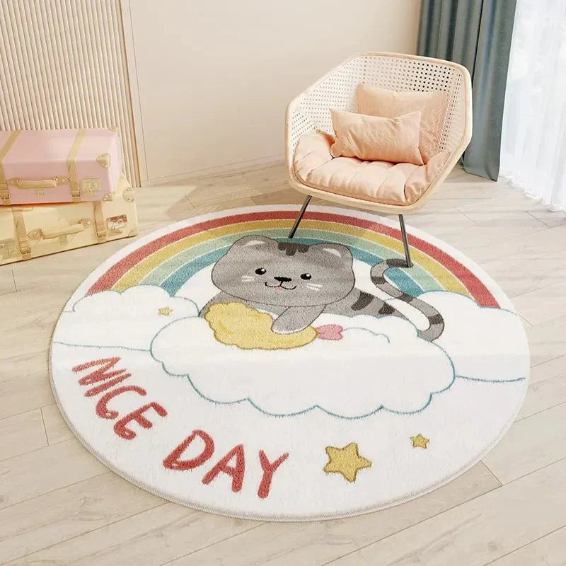 Rond Vloerkleed voor Kinderen – Zacht en Duurzaam Speelmat voor Slaapkamer, Machinewasbaar, 60-120 cm Vloerkleden SEREIN