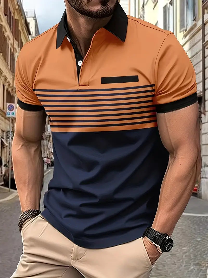 Heren Polo Spierfit Katoen Korte Mouwen Oranje