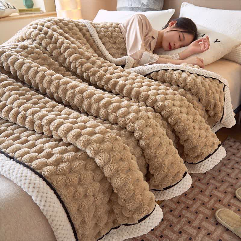 Dikke Koraalfleece Omkeerbare Dekentje Blankets SEREIN Koffie Volledig