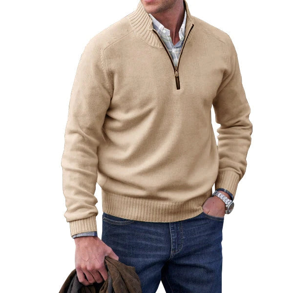 Heren Trui met Ritssluiting Zacht Comfortabel Khaki