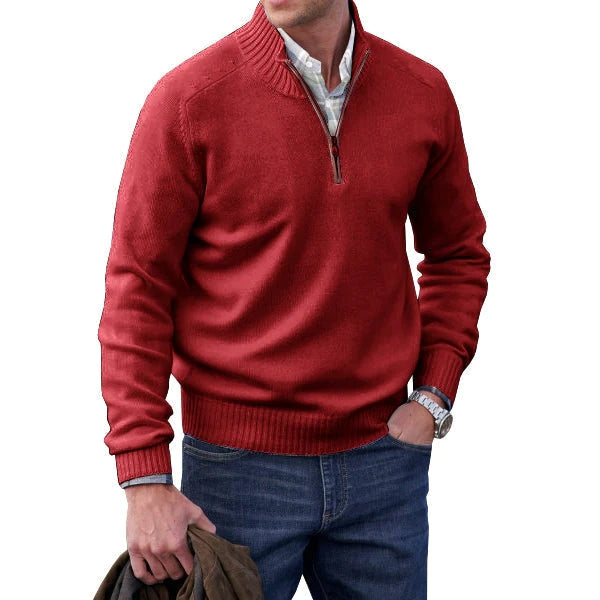 Heren Trui met Ritssluiting Zacht Comfortabel Rood