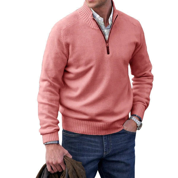 Heren Trui met Ritssluiting Zacht Comfortabel Roze