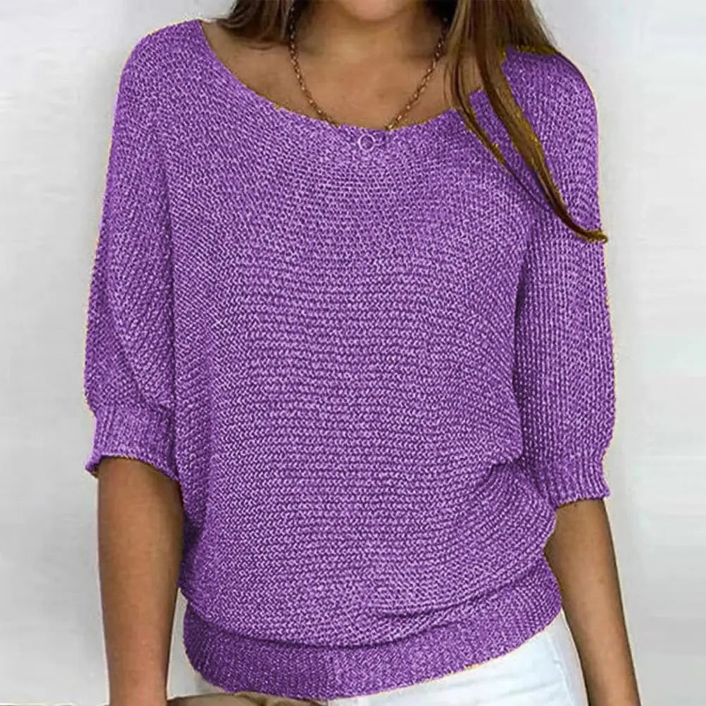Dames Sweater Lichtgewicht Stof Voor Warm Weer Stijlvol Paars