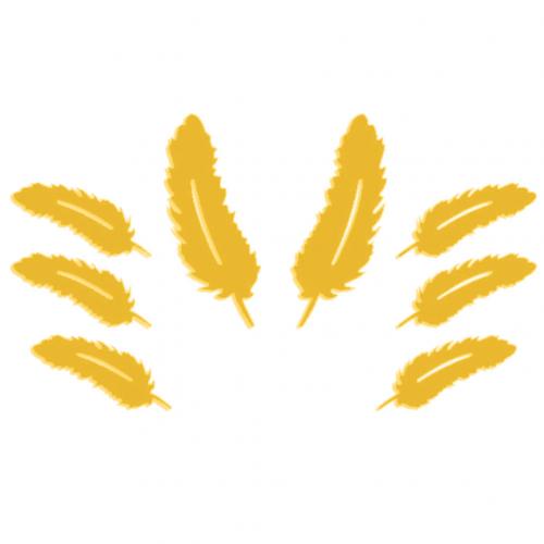 Metalen wandstickers in 3D-vorm van zilveren veer Goud