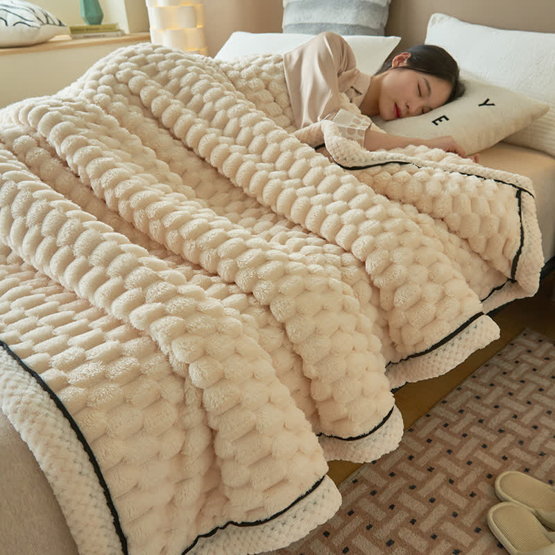 Dikke Koraalfleece Omkeerbare Dekentje Blankets SEREIN Beige Volledig