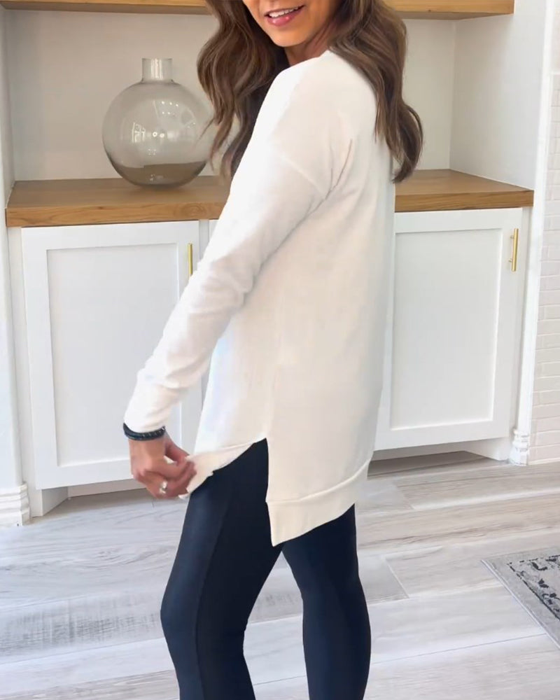 Dames Trui Sweatshirt Effen met Lange Mouwen