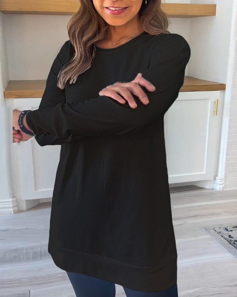 Dames Trui Sweatshirt Effen met Lange Mouwen Zwart