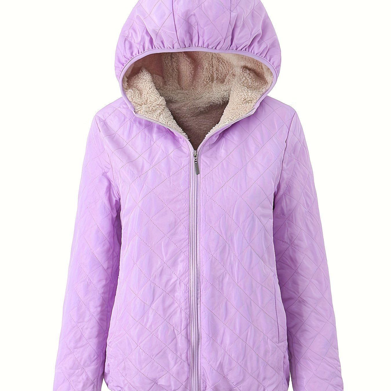 Dames Gewatteerde Jas met Rits en Capuchon - Trench coat Violet