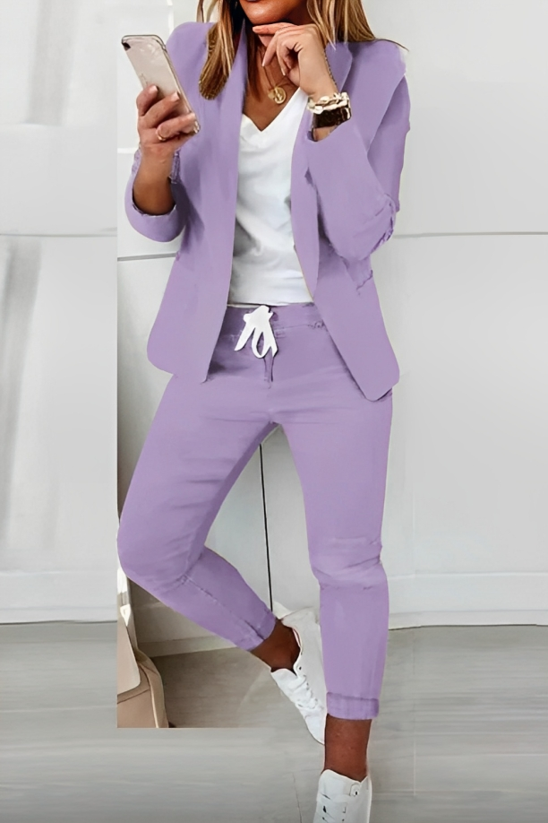 2-Delige Blazer Set Dames Voor Elke Gelegenheid Paars