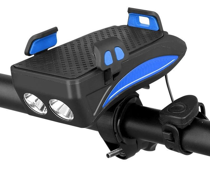 Bikea 4-in-1 Telefoonhouder, Powerbank, Verlichting & Claxon Telefoonhouder fiets SEREIN Blauw