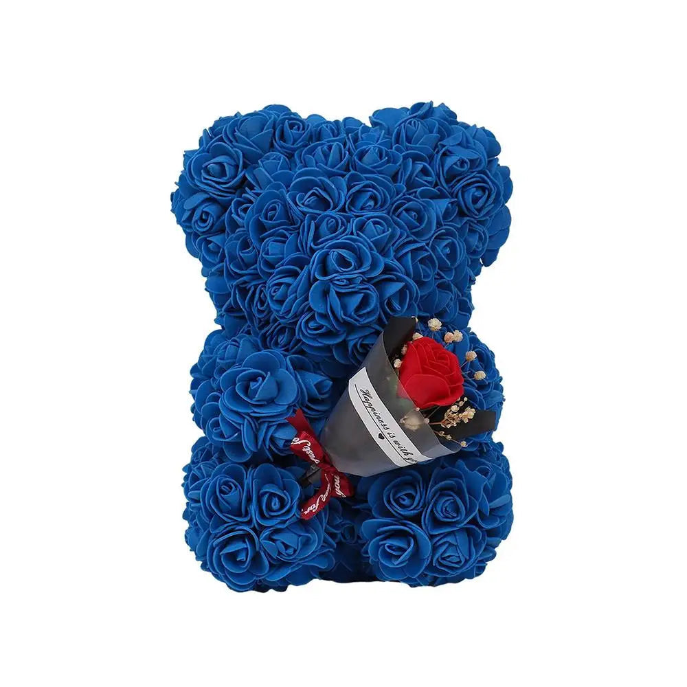Teddybeer Fleur Romantische Teddybeer Knuffel Met Rozen Donkerblauw