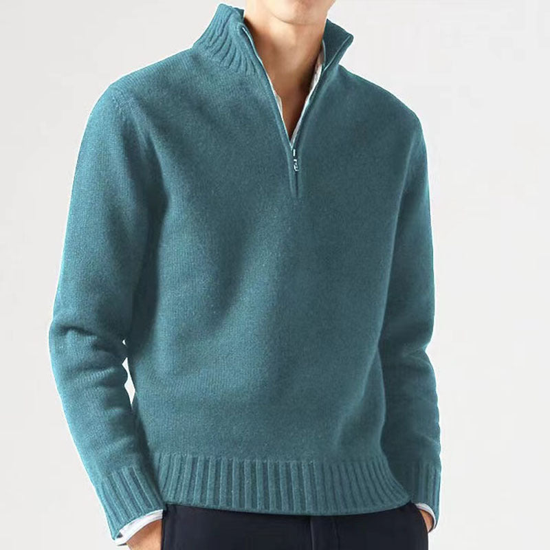 Heren Trui met Rits en Dikke Kraag Babyblauw