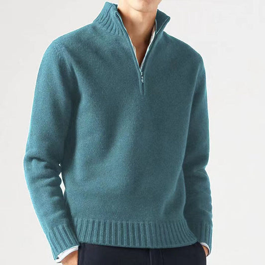 Heren Trui met Rits en Dikke Kraag Babyblauw