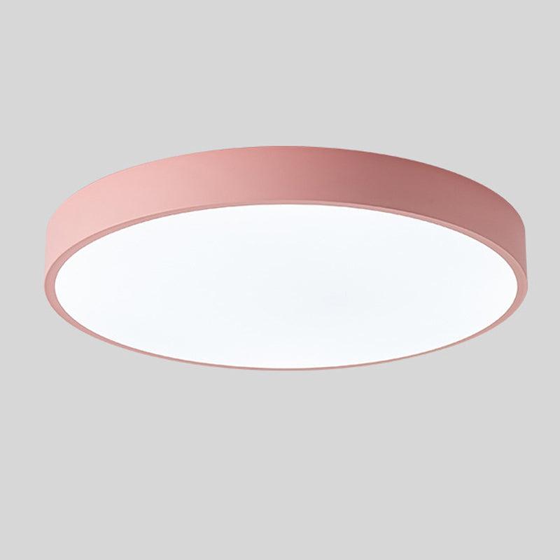 Scandinavische LED Plafondlamp in Cirkelvorm – Houten Plafonniere voor Slaapkamer en Studie, DIA 23 cm en 30 cm Roze Effen