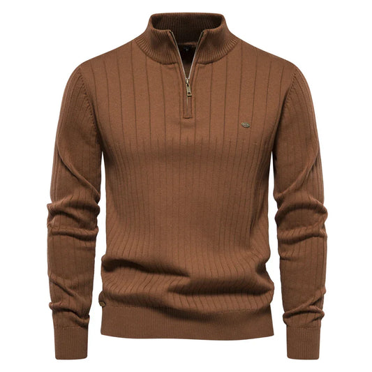 Heren Herfsttrui Met Rits Regular Fit Bruin