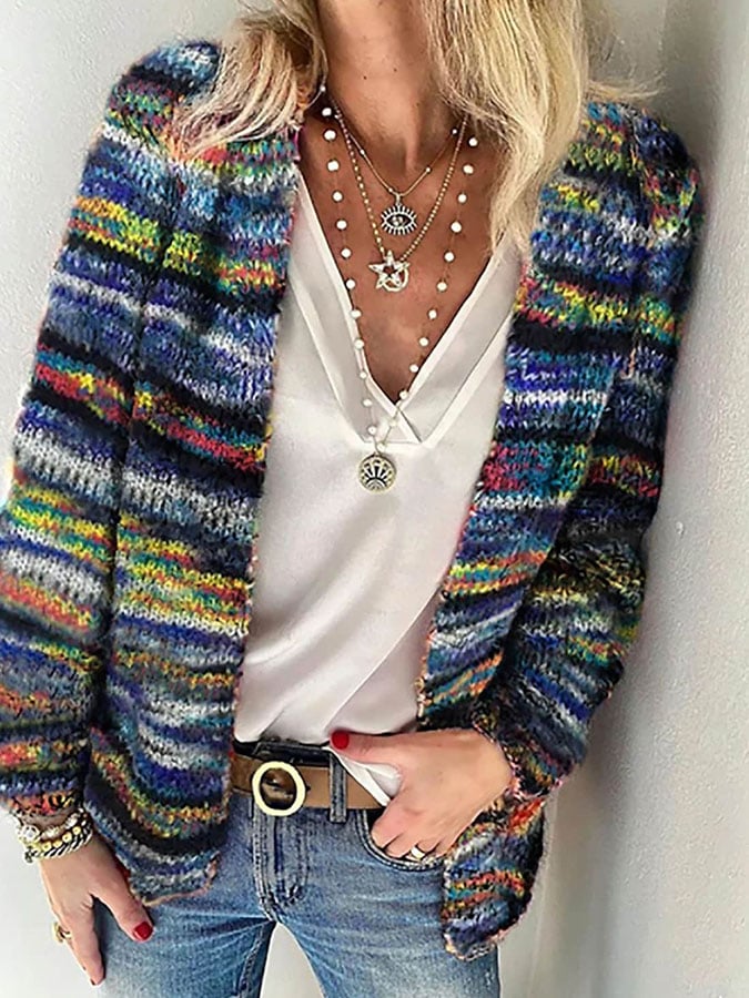 Dames Vest Gebreid Kleurrijk Gemengde kleur 1