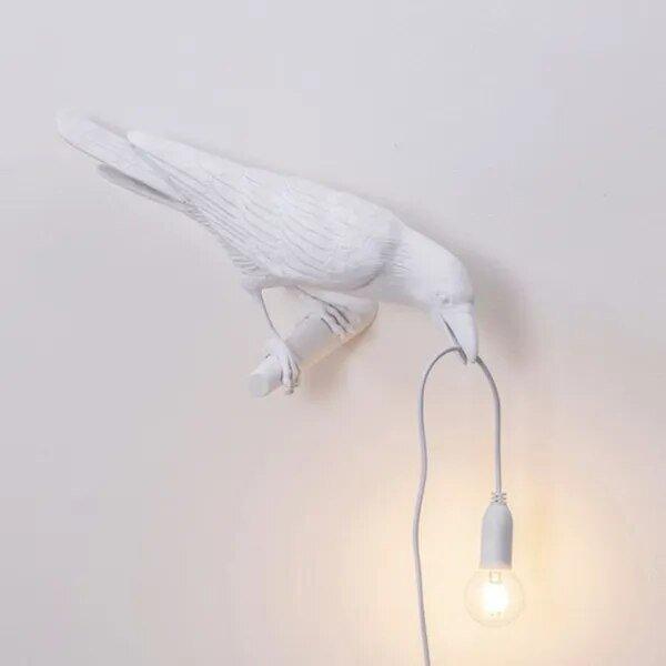 Crow Bird Lamp Wit aan de rechterkant