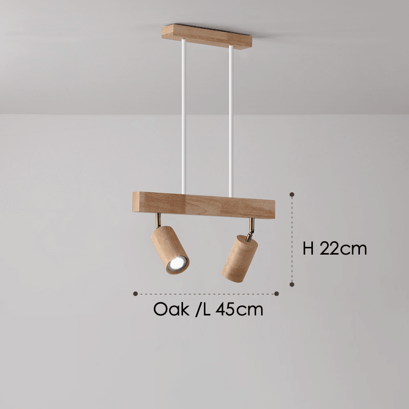 Minimalistische Houten Straler Massief Hout Verstelbare Plafondlamp Wit eik Gesenkt 2