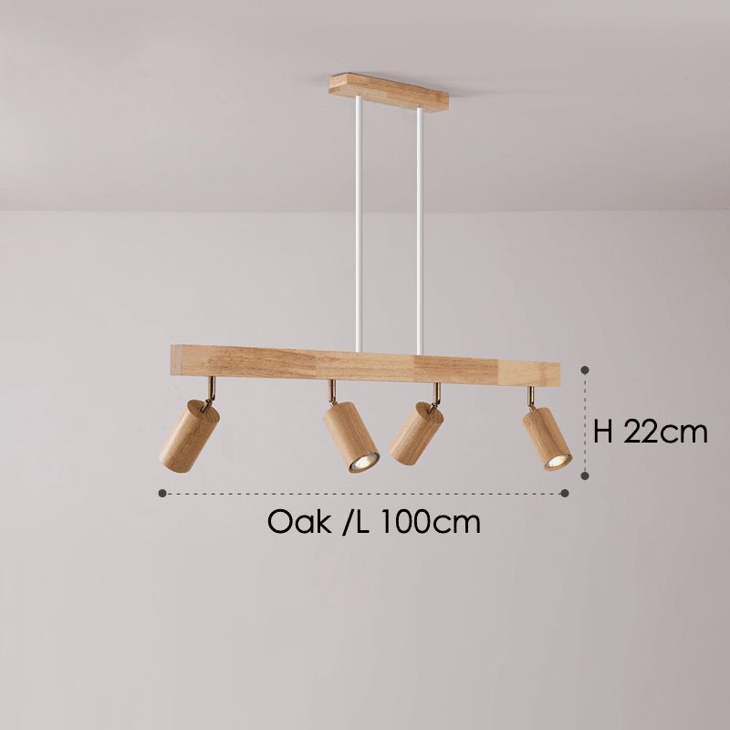 Minimalistische Houten Straler Massief Hout Verstelbare Plafondlamp Wit eik Gesenkt 4