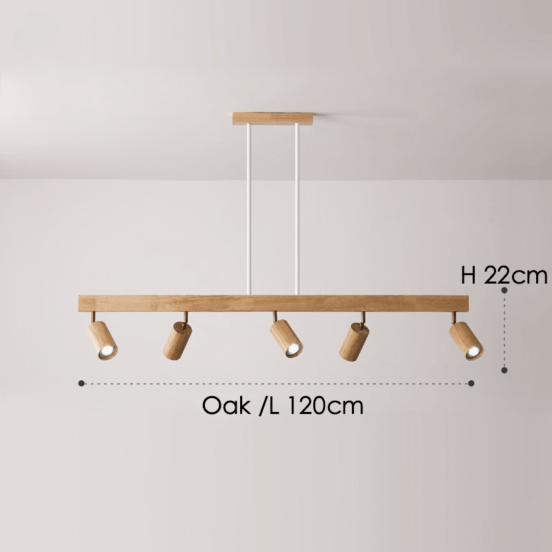 Minimalistische Houten Straler Massief Hout Verstelbare Plafondlamp Wit eik Gesenkt 5