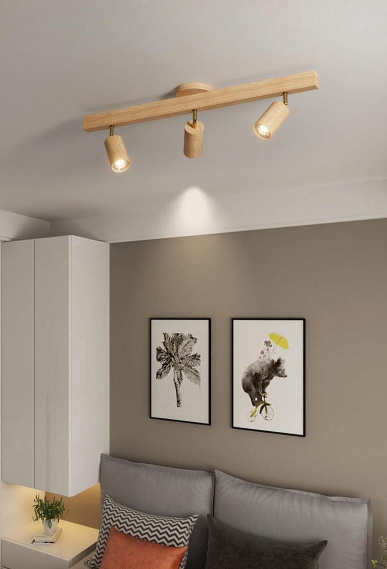Minimalistische Houten Straler Massief Hout Verstelbare Plafondlamp