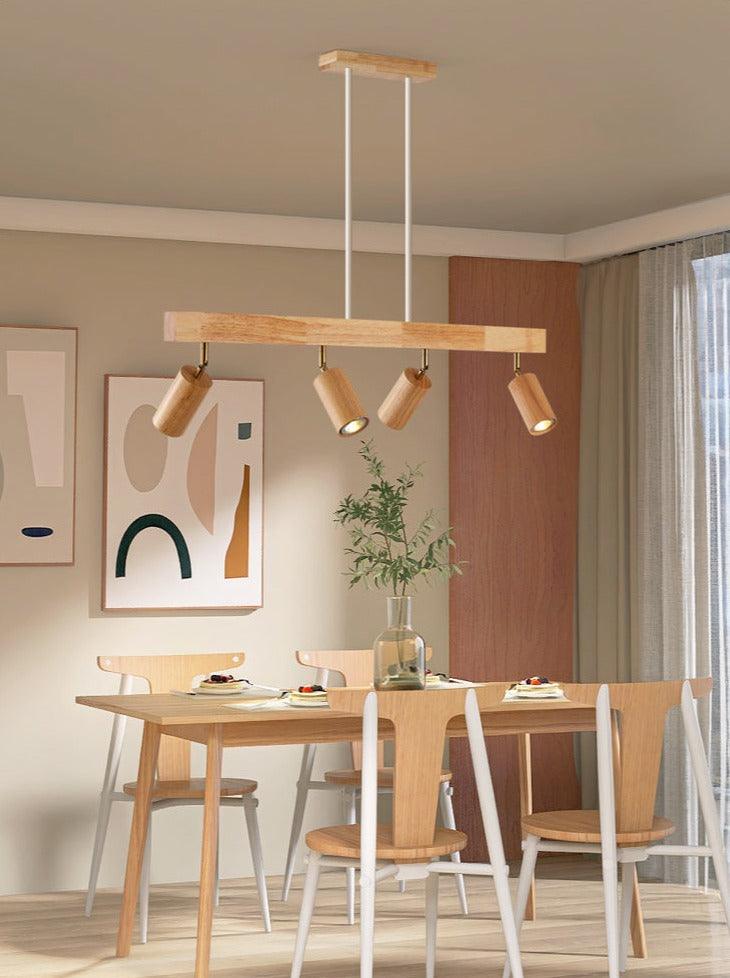 Minimalistische Houten Straler Massief Hout Verstelbare Plafondlamp