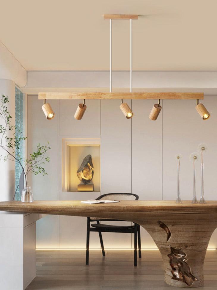 Minimalistische Houten Straler Massief Hout Verstelbare Plafondlamp