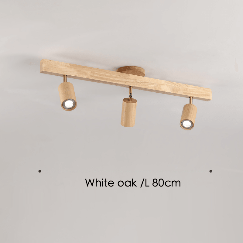 Minimalistische Houten Straler Massief Hout Verstelbare Plafondlamp Wit eik 3