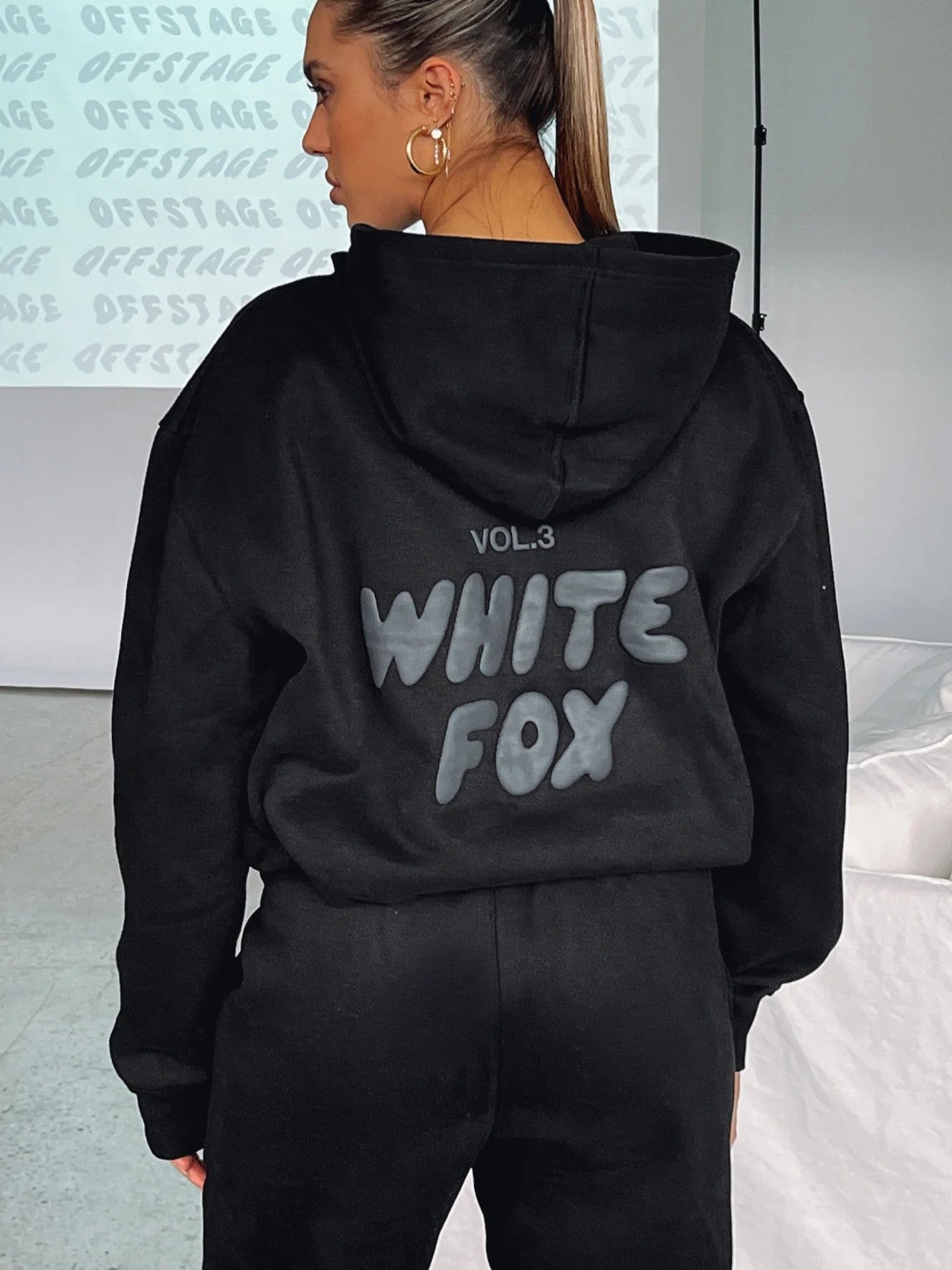 Dames Trainingspak Witte Vos Katoenmix Loose Fit Comfortabel Zwart