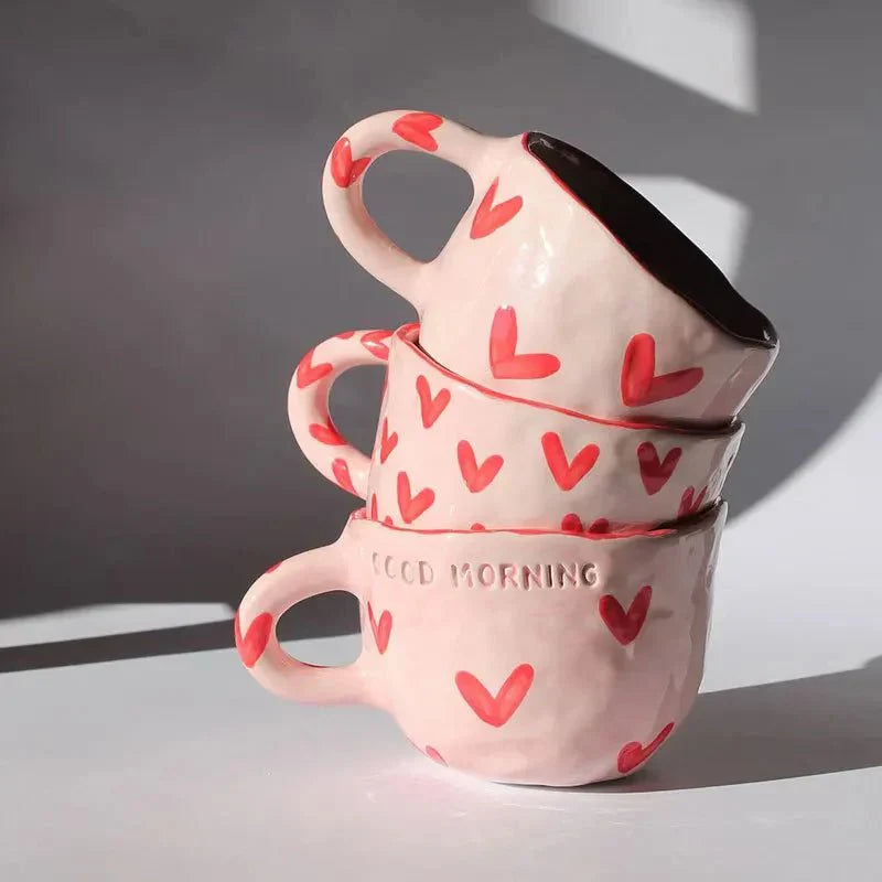 Keramische koffiekop met roze hart
