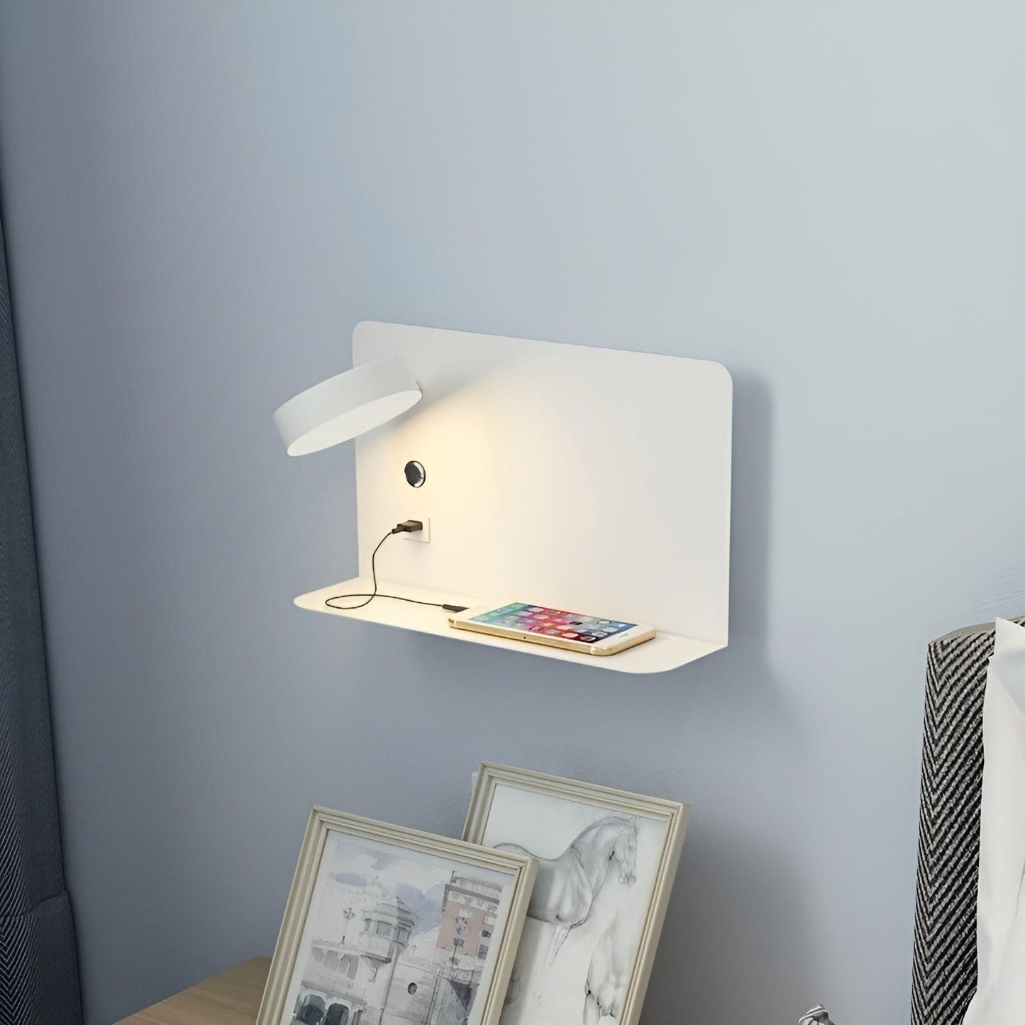 LED Wandlamp met USB-oplader en Schakelaar - Compact Lichtgeel Muurlamp voor Binnengebruik Wandlampen SEREIN