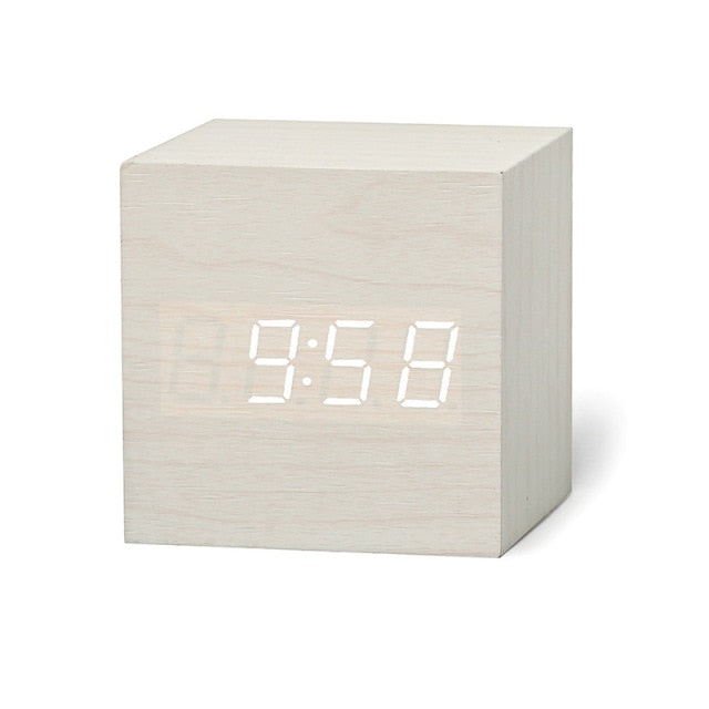 Digitale vierkant LED -wekker Wit wit