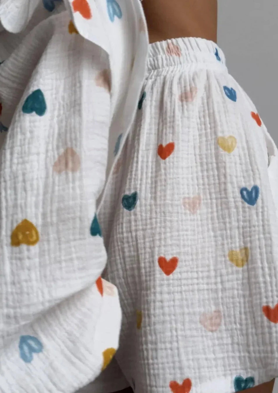 Francesca Set Hartprint Katoenen Overhemd en Shorts Set