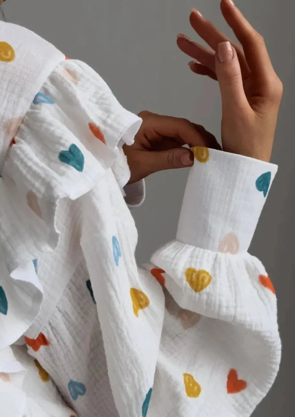 Francesca Set Hartprint Katoenen Overhemd en Shorts Set