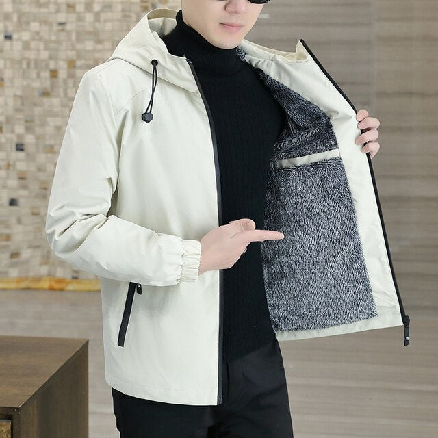Heren Hoodie Vest Jack Trendy met Capuchon en Zakken Khaki