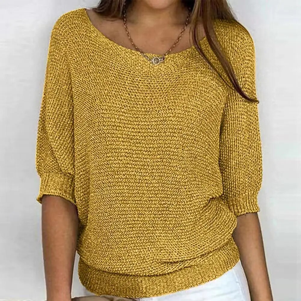 Dames Sweater Lichtgewicht Stof Voor Warm Weer Stijlvol Geel