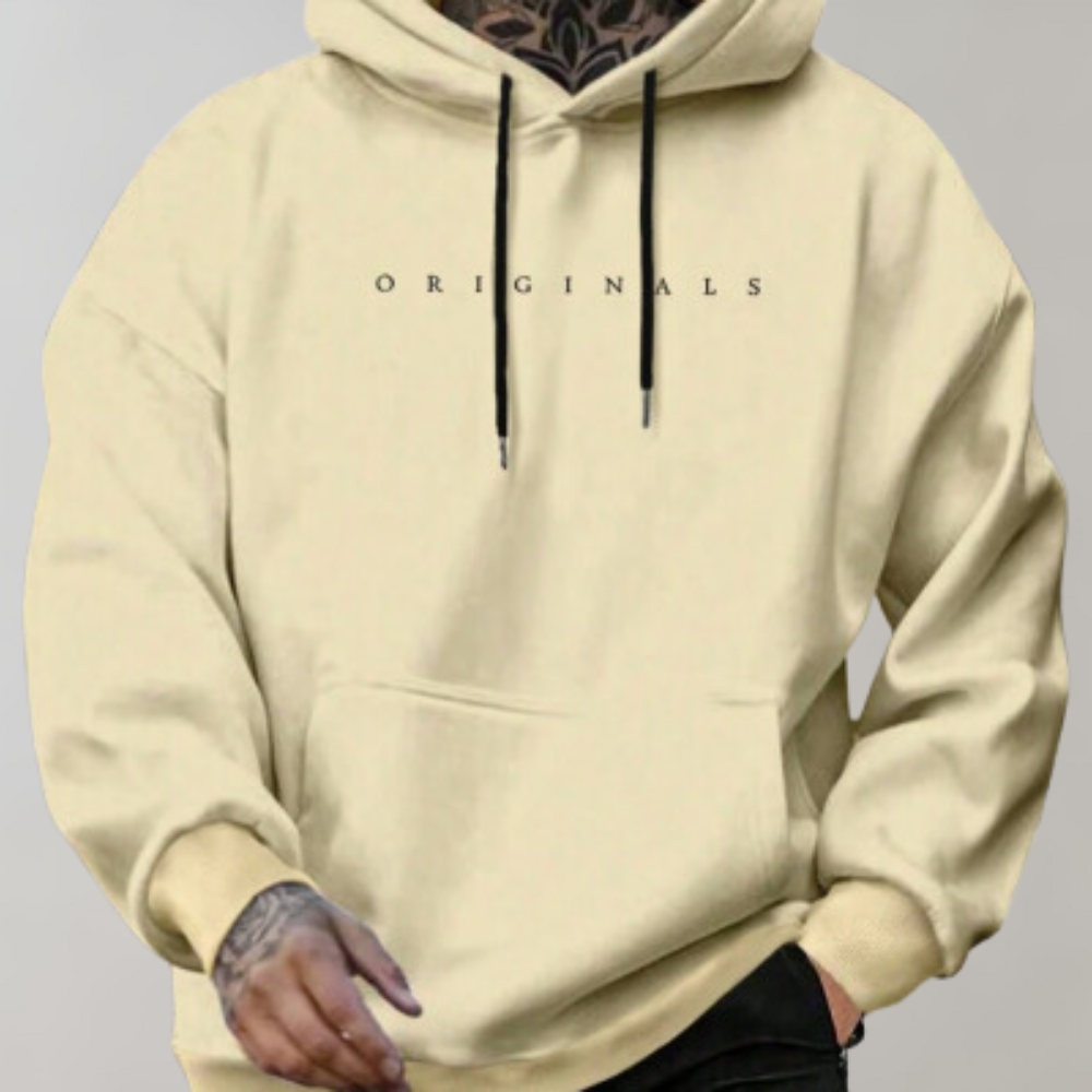 Heren Hoodie Stijlvolle Zachte Katoenmix Losse Pasvorm Geel