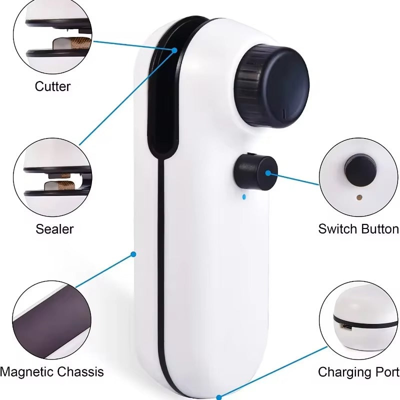 2-in-1 Mini Zaksluiter en Snijder Oplaadbare Handige Keukenaccessoire