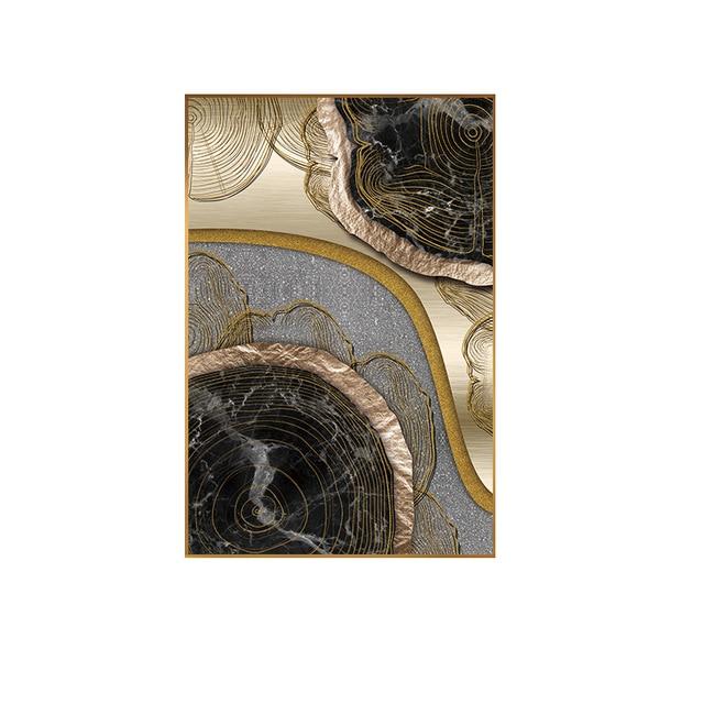 Abstract Black and Gold Ring Canvas Golden annual ring