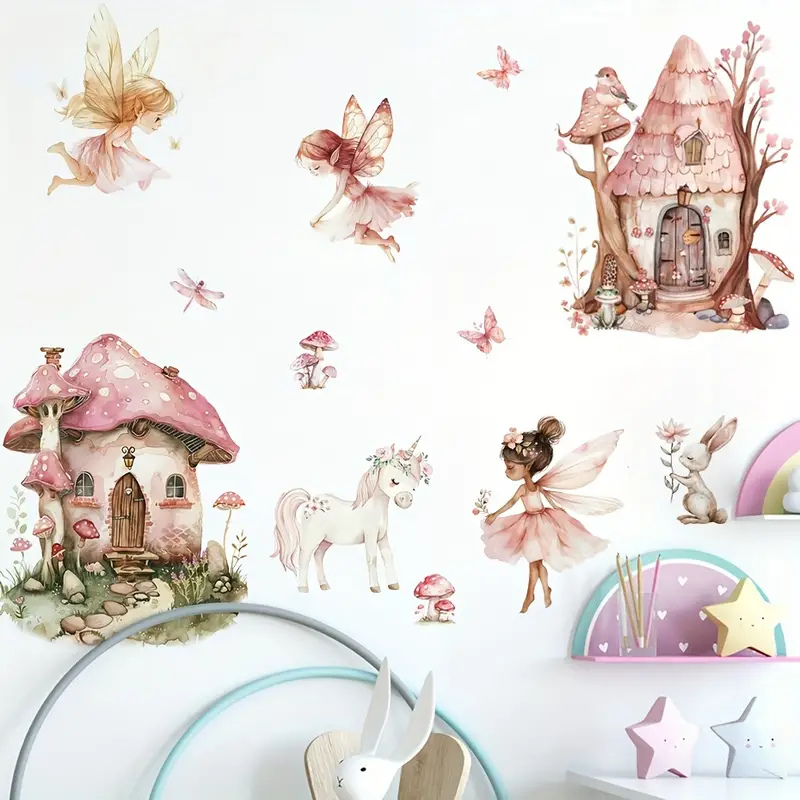 Buenta Living - Betoverde Fee & Eenhoorn Muursticker Roze Prinsessen Kamer
