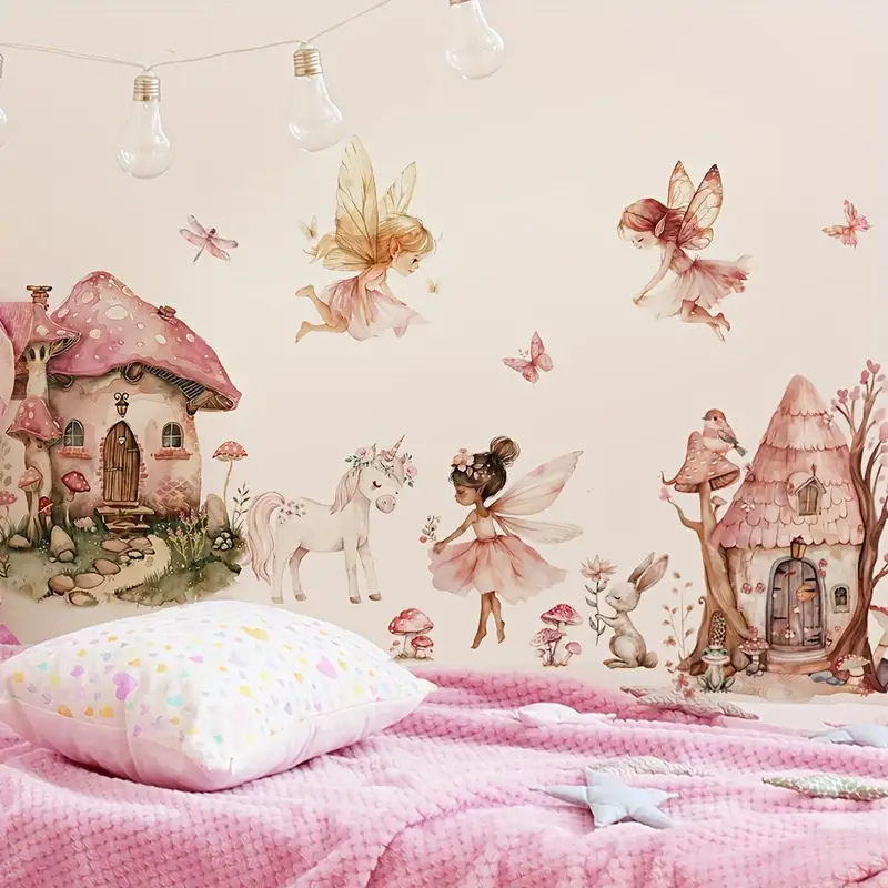 Buenta Living - Betoverde Fee & Eenhoorn Muursticker Roze Prinsessen Kamer