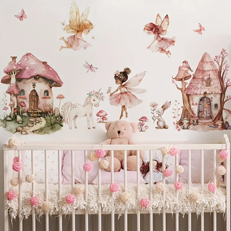 Buenta Living - Betoverde Fee & Eenhoorn Muursticker Roze Prinsessen Kamer