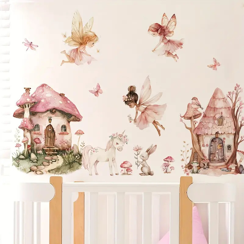 Buenta Living - Betoverde Fee & Eenhoorn Muursticker Roze Prinsessen Kamer