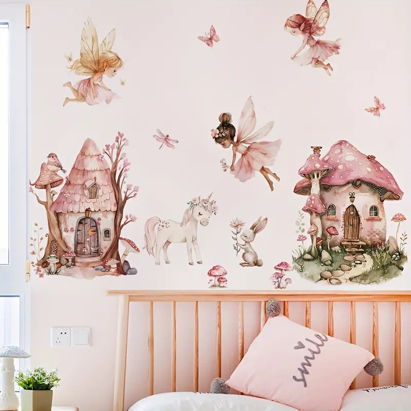 Buenta Living - Betoverde Fee & Eenhoorn Muursticker Roze Prinsessen Kamer