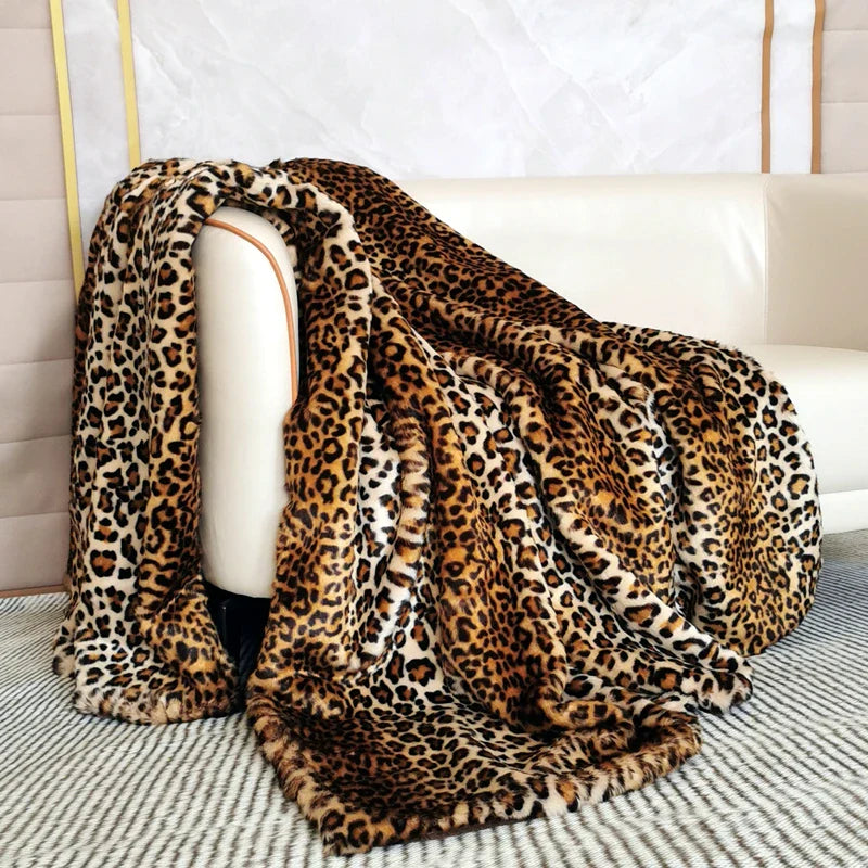 Buenta - Luipaardprint Faux Fur Deken voor Luxe Comfort Goud