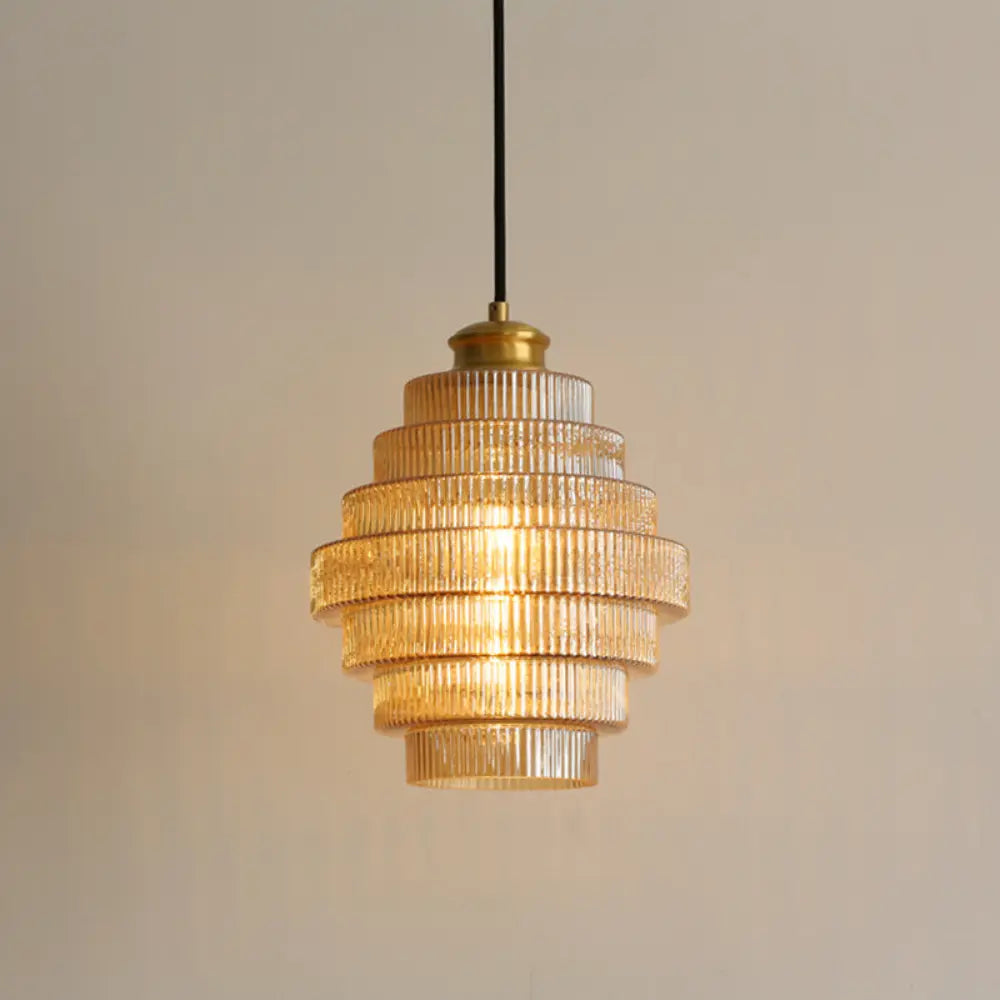 Buijou Vintage - Retro Glazen Hanglamp met Messing Afwerking