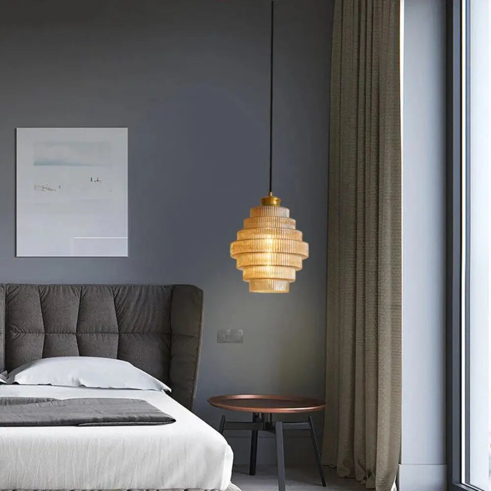 Buijou Vintage - Retro Glazen Hanglamp met Messing Afwerking