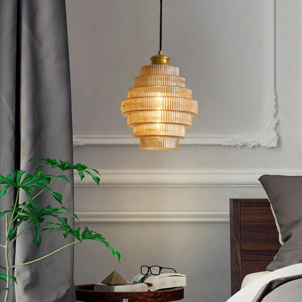 Buijou Vintage - Retro Glazen Hanglamp met Messing Afwerking